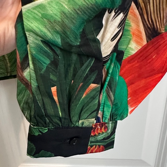 FARM Rio Black Pullover Tunic with Tropical Parrot Print - Picture 7 of 8